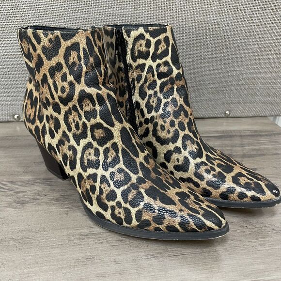 Lulus X Matisse Boots Womens 8M Spirit Ankle Booties Heel Animal Print Jaguar - Picture 1 of 10